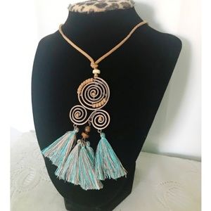 Bohemian Spiral Tassel Necklace
